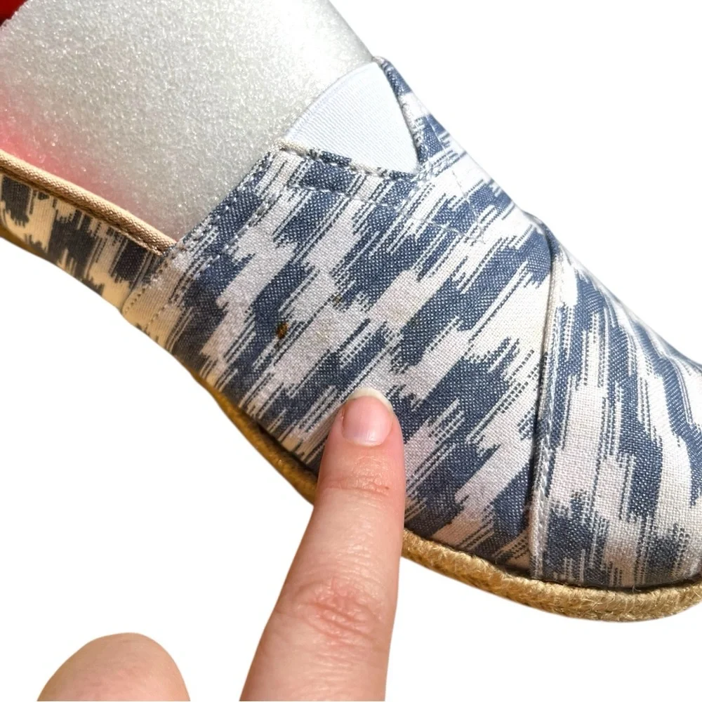 Toms Alpargata Rope‎ Espadrille Flat Slip On Blue White Shoe Casual Women's 8.5